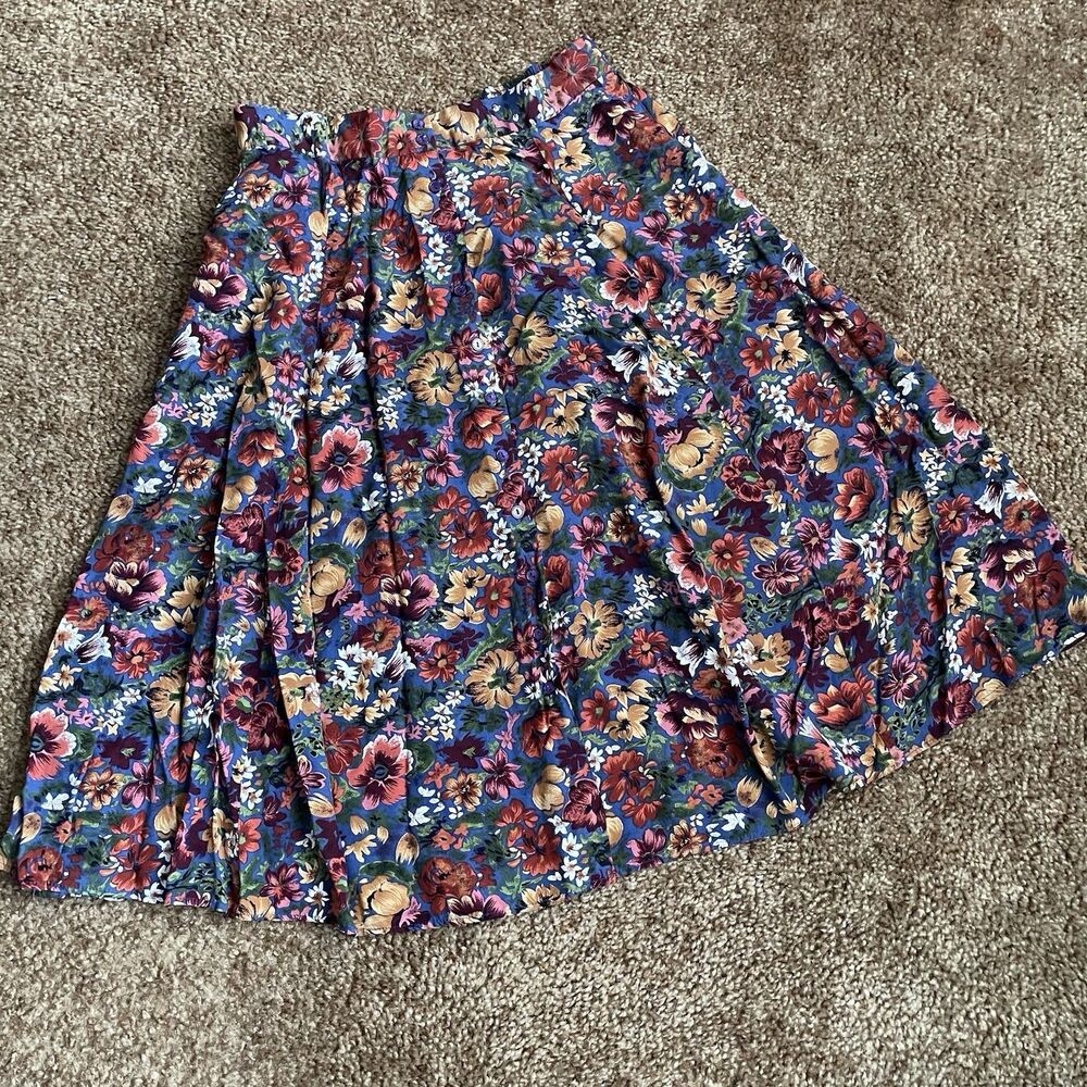Vintage Kathryn Deene Floral Skirt 14 Button Pockets Grannycore Vintage Cottage